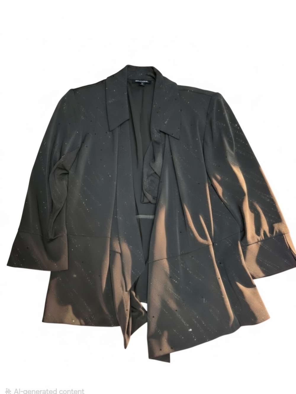 R&M Richards Women's Black Draped Open-Front Blazer - Picture 4 of 16